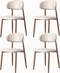 Ensemble de 4 chaises de salle à manger rembourrées, style moderne du milieu du siècle, chaises de cuisine et de salle à manger avec assise et dossier en lin - Product Image 3