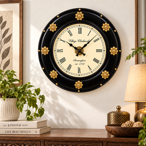 Handcrafted <b>Modern</b> Mechanical Wooden Wall <b>Clock</b> with Brass Ring 18 Inch Polished Needle Display Living Room Wedding Decor - Product Image 6
