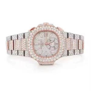 Montre automatique de luxe pour homme, entièrement sertie de diamants véritables, style hip-hop, mouvement mécanique ETA, bracelet en acier inoxydable, étanche 10 bars - Product Image 3