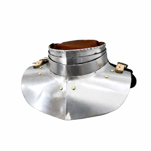 Armadura de Cuello Medieval Hecha a Mano de Acero Pulido para Caballero, con Correas de Cuero Ajustables, Protector Funcional para Halloween - Product Image 4