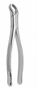 Forceps d'extraction dentaire pour molaires inférieures, chromés, en acier inoxydable, avec poignées texturées et becs dentelés - Product Image 3