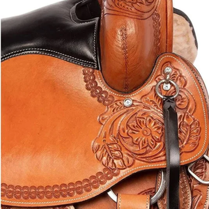 Selle de cheval Western en cuir artisanal de qualité supérieure, sculptée à la main, pour l'équitation, le barrel racing et le ranch, confortable et faite à la main - Product Image 5