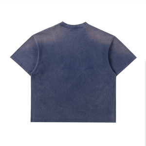 T-shirt style streetwear délavé à l'acide, coupe ample, imprimé en relief, motif graphique personnalisé, respirant - Product Image 2