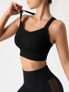 Women's Seamless <b>Cross</b> Back Sports Bra | Crisscross Strap Workout Crop <b>Top</b> | Nylon Spandex Padded Gym Fitness Activewear - Product Image 4