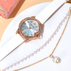Reloj de Mujer 9827 y 1 Pulsera de Perlas, Conjunto de Reloj Blanco de Moda para Mujer - Product Image 3