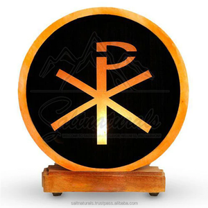 Lampe de sel en cristal naturel fabriquée à la main la mieux notée Signe de Chi Ro de l'Himalaya pour la guérison et la méditation - Product Image 1