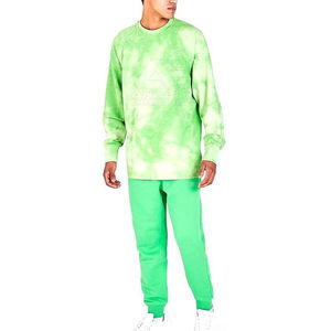 Sudadera de Cuello Redondo con Estampado Tie-Dye para Hombre, Corte Holgado, Tejido de Punto, Verde, Estilo Casual de Verano - Product Image 2
