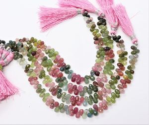 Natural Multi Tourmaline Faceted Tear Shape <b>Beads</b> 4x6-5x7 MM Multi Color Gemstone Drop <b>Beads</b> 8 Inch Strand High Quality <b>Beads</b> - Product Image 5