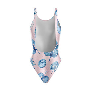 Custom Printed Women's Regular Fit Lightweight Spandex/Polyester Scoop Neck 1 Piece Bikini Swimsuit Backless Design Swimwear - Product Image 6