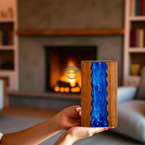 Handcrafted Ocean Wave Resin & Natural Wood Cremation Urn Blue Epoxy Ashes <b>Box</b> Artistic Funeral <b>Memorial</b> <b>Keepsake</b> by AYAANS - Product Image 5