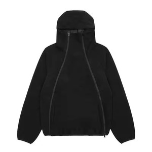 Sweat-shirt à capuche zippé pour homme en coton et polyester, coupe oversize et carrée, épaules tombantes, en molleton, options d'impression sérigraphique - Product Image 3