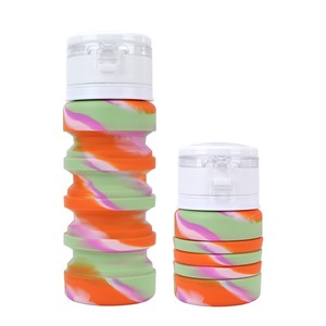 Space Saving Foldable Silicone Water Bottle 400ml <b>Reusable</b> Leakproof Outdoor Telescopic Sports <b>Cup</b> For Camping Gym - Product Image 1