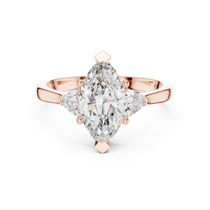 Bague de fiançailles Art Déco Vinson Project en moissanite de laboratoire taille marquise 2 carats avec pierres latérales trillons en or rose et acier inoxydable - Product Image 1