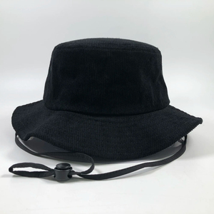 New Embroidered Corduroy Bucket Hat Unisex <b>Adjustable</b> <b>Strap</b> Front Panel Letter Design Casual Spring Summer Adult - Product Image 5