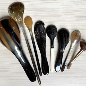 Cuillères en corne de buffle naturelle pour le miel, le café, le thé, ensemble de cuillères de table, cadeau - Product Image 1