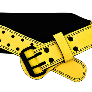 Cinturón de Levantamiento de Pesas Acolchado de Cuero Vacuno Amarillo, Transpirable y Resistente, con Protección Profesional para Uso Unisex - Product Image 3