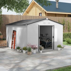 Casetta Attrezzi in Metallo da Esterno 11x9FT con Porte Scorrevoli e Prese d'Aria, Facile da Montare, Stile Moderno, Piccolo Ripostiglio per Patio/Giardino, Telaio in Lega - Product Image 2