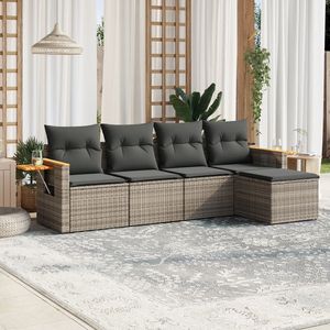Set Divano da Giardino Grigio con Cuscini, Resistente ai Raggi UV, in Rattan PE, Arredamento da Esterno dal Design Contemporaneo, Impermeabile - Product Image 1