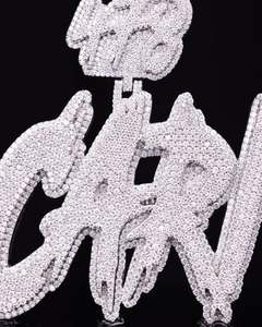 Colgante de Letra Personalizado de Plata de Ley 925 con Baño de Oro de 18k y Moissanita, Charm Inicial Iced Out, Joyería Hip Hop con Nombre Certificada - Product Image 3