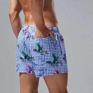 Shorts de bain imprimés pour hommes, séchage rapide, motif oiseaux, taille élastique avec cordon de serrage, décontractés pour l'été - Product Image 5