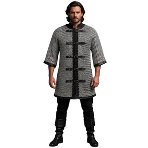 Chainmail Shirt – Medieval <b>Riveted</b> Armor Habergeon for Cosplay & Reenactment – 9mm Flat Ring Steel - Product Image 1