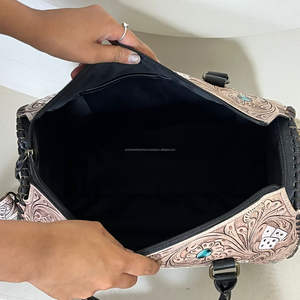 Nouvel ensemble de sacs Speedy en cuir repoussé à la main style western, en cuir de vachette à poils, sac à main tendance pour femme, sac bandoulière, sac de voyage personnalisé - Product Image 6