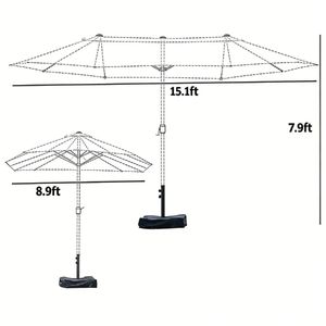 Ombrellone da Giardino Beige con Base per Uso Esterno - Product Image 6