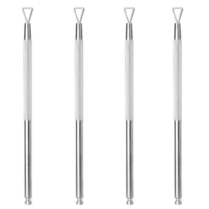 Pousse-cuticules double extrémité en acier inoxydable pour manucure avec poignée texturée et embout sphérique à prix abordables - Product Image 5