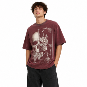 Front Artwork T-<b>Shirt</b> Men’s Relaxed Fit Cotton Tee Distressed Style Graphic men's <b>shirts</b> Vintage Rose Trendy Streetwear Appeal - Product Image 1