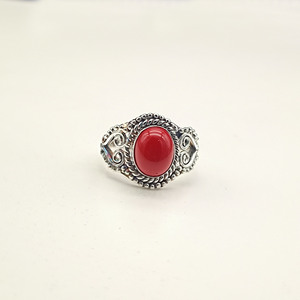 แหวนเงินแท้ 925 ประดับปะการังสีแดงธรรมชาติ รูปทรงล็อค งานแฮนด์เมด สไตล์โบฮีเมียน แหวนแต่งงานประดับอัญมณี เครื่องประดับแฟชั่นสำหรับผู้หญิง งานปาร์ตี้ - Product Image 4