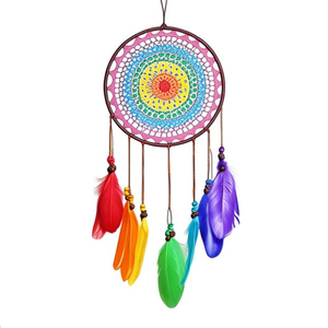 Acchiappasogni colorato 20x60 cm da appendere con piume per decorazioni domestiche - Product Image 1