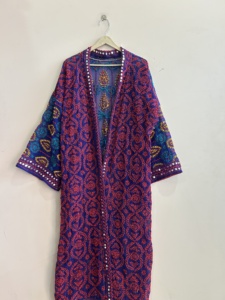 เสื้อคลุมกิโมโนยาวปักลายฟูลคารีสำหรับผู้หญิง สไตล์วินเทจ ปักลายโบโฮ - Product Image 5