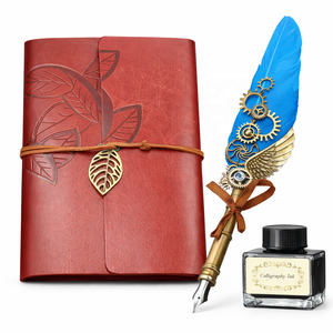 Set de Regalo de Diario de Cuero Vintage Hecho a Mano - Pluma de Caligrafía Antigua y Tinta con Diario de Borde Rústico en Caja de Lujo - Product Image 2