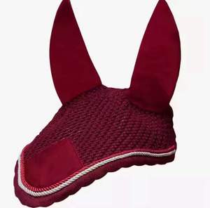 <b>Equestrian</b> Horse Fly Veil Ear Bonnet & Net Crochet Custom Logo Private Label Polyester Material Full Size - Product Image 3