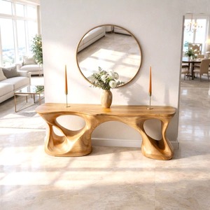 Table console en bois naturel 100% artisanale, design moderne, table d'entrée en pierre pour hôtel de luxe, villa, couloir, meubles - Product Image 6