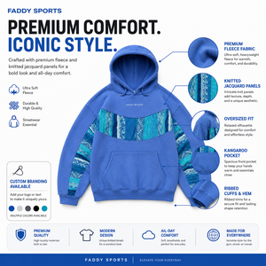 Sudadera con Capucha Oversize Personalizada de Patchwork para Hombre, Estilo Urbano, Gruesa, Vintage Hip Hop, con Paneles de Punto Azules - Product Image 5