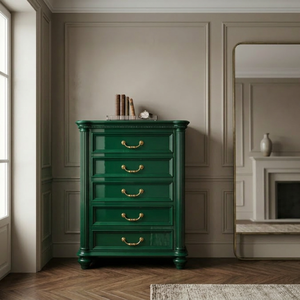 Commode à 5 tiroirs en bois massif de style néo-classique pour projet hôtelier 5 étoiles, meuble de rangement de luxe pour <span class=keywords><strong>chambre</strong></span> à coucher, fabrication OEM ODM sur mesure - Product Image 4