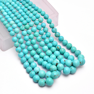 AAA+ Turquoise 5mm-11mm Smooth Round <b>Beads</b> Natural Arizona <b>Blue</b> Turquoise Semi Precious Gemstone Loose <b>Beads</b> for Jewelry Making - Product Image 1