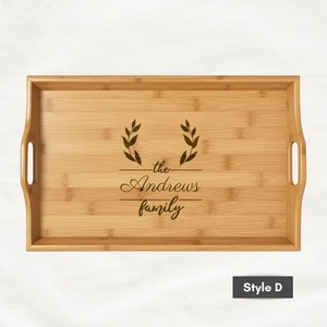Plateau de service en bois au design moderne, finition polie, poignées robustes, parfait pour servir des repas, des collations, des boissons, décoration intérieure - Product Image 4
