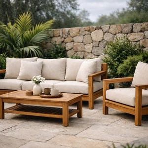 Meubles de jardin en teck pour terrasse extérieure, fabriqués en Indonésie - Product Image 1
