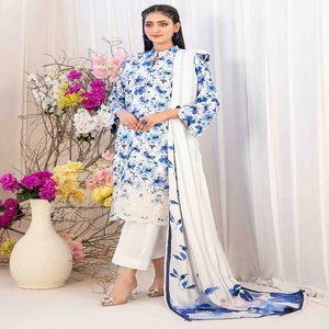 Colección de vestidos paquistaníes-Vestido de fiesta Hermosa ropa informal elegante Pakistán e indio Vestido de Panjabi de viscosa de 3 piezas para mujeres - Product Image 4