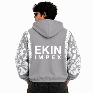 เสื้อฮู้ดฟลีซ Ekin Impex แบบยูนิเซ็กซ์ ทรงโอเวอร์ไซส์ พิมพ์ลายโลโก้ด้านหน้า สไตล์สตรีทแวร์ เหมาะสำหรับใส่ในฤดูหนาว ผลิตจากโพลีเอสเตอร์ 100% พร้อมซิป - Product Image 4