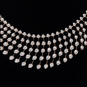 Collar de Lujo con Colgante de Cadena de Oro Rosa de 14K con Triple Halo de Diamantes, Certificado por IGI, Joyería Fina para Mujer, Aniversario, Boda - Product Image 3