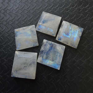 Rainbow Moonstone Tablet Cut Square Shape Flat Back Calibrated AAA+ Gemstone, for Jewelry Making - Product Image 3