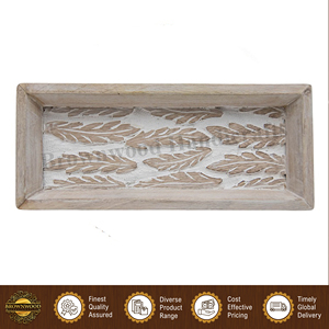 Plateau de service en bois de manguier sculpté à la main de qualité supérieure, forme rectangulaire personnalisable, fourniture directe d'usine pour les restaurants et les hôtels - Product Image 5