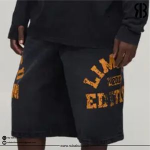 Men's <b>Black</b> Cotton Bermuda Shorts With Orange Letter Print Elastic Waist Casual Sport Style Breathable Woven Mid Rise Shorts - Product Image 6