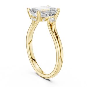 Bague de fiançailles en or massif avec diamant taille émeraude de luxe, bijoux raffinés - Product Image 6