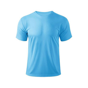 เสื้อยืดคอกลมแขนสั้นสีฟ้าอ่อนสำหรับผู้ชาย ทรงปกติ สีพื้น ลำลอง แห้งเร็ว ผ้าถัก โพลีเอสเตอร์ 100% - Product Image 1