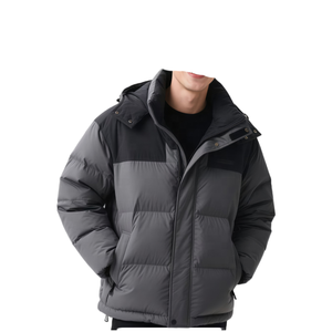 Chaqueta Acolchada con Capucha para Hombre, Diseño Color Block, Cierre de Cremallera, Relleno de Plumón, Uso Casual de Invierno, Largo Regular, Exterior de Poliéster Grueso - Product Image 6