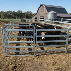 Heavy Duty Galvanized Steel Cattle Corral Fence Panels with Horizontal Rails and Entry Gate for Livestock Farm Enclosure - Product Image 6